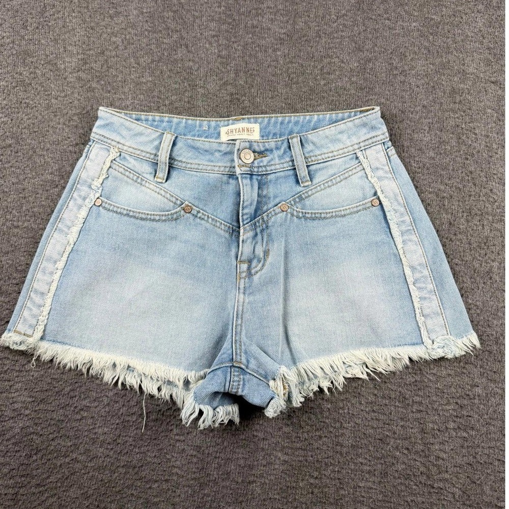 Shyanne Light Blue Denim Jean Shorts with Frayed Hem